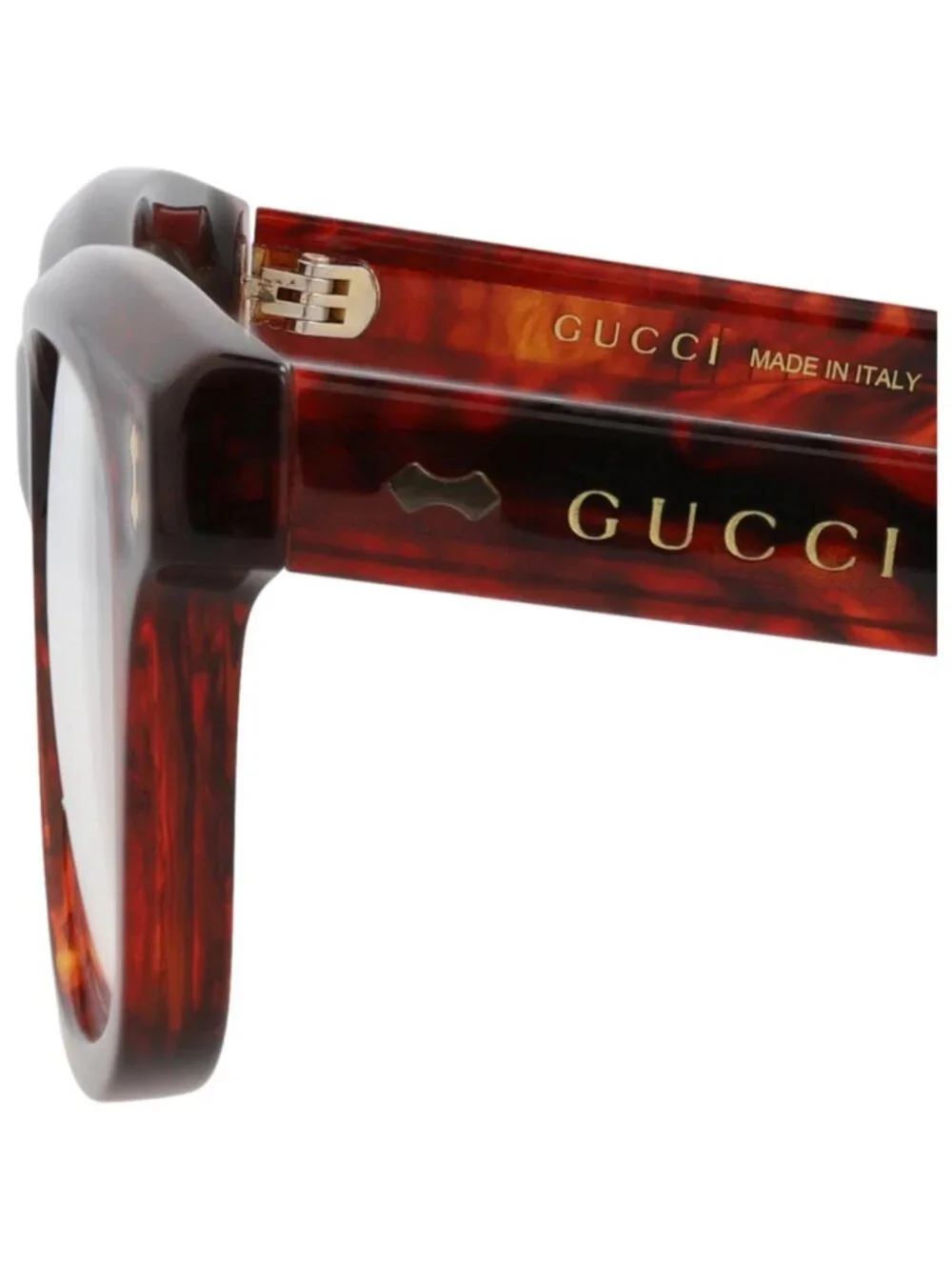 New Gucci Women's Eyeglasses Square Rectangle Recycled Acetate Frame Mens Havana